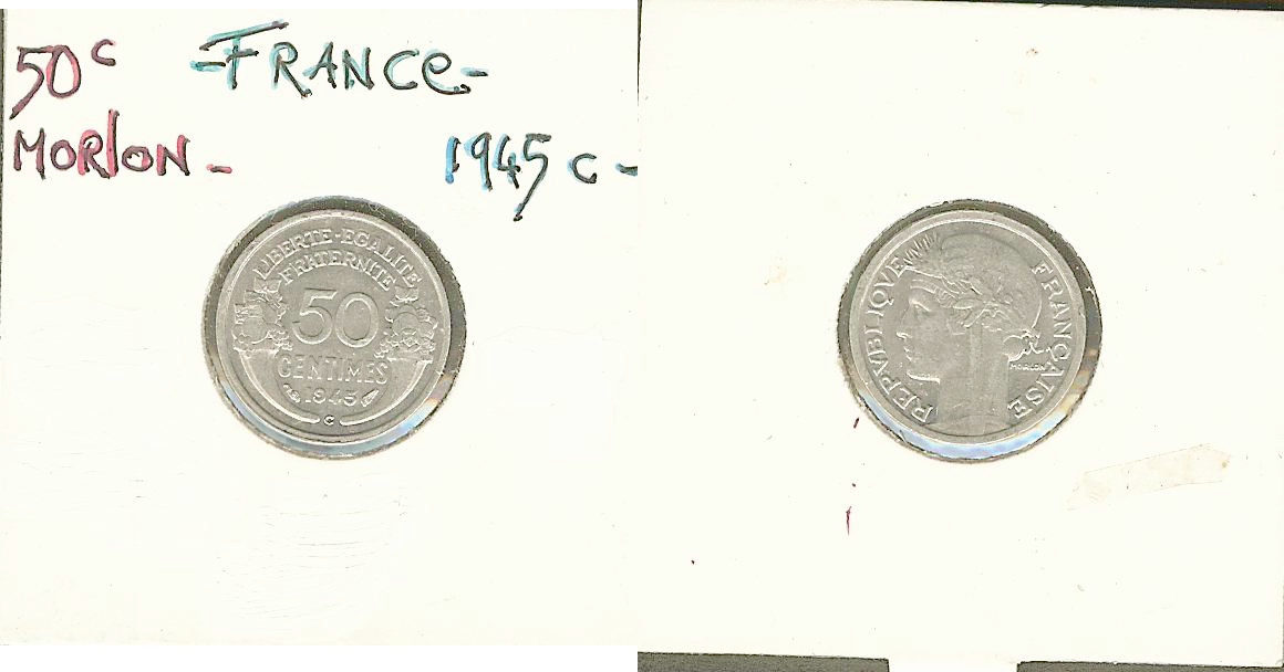 50 centimes Morlon, légère 1945 Castelsarrasin SPL-